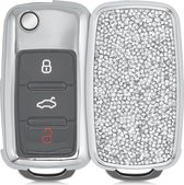 kwmobile Hoes geschikt voor autosleutel voor VW Skoda Seat 3-knops autosleutel - Autosleutelbehuizing met strassteentjes in zilver