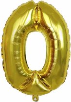 Cijfer Ballon nummer 0 - Helium Ballon - Grote verjaardag ballon - 32 INCH - Goud  - Met opblaasrietje!