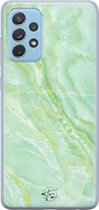 Samsung Galaxy A52 siliconen hoesje - Marmer Limegroen - Soft Case Telefoonhoesje - Groen - Marmer
