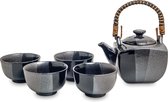 Luxe - Theepot - 5 delig - Japanse theeset - Verse thee - Theepot dubbelwandig -  Theepot met filter - 4 - Mokken - Theemok - Theekopjes - Thee cadeau - Kerstcadeau - Kerstpakket -