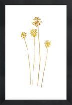 JUNIQE - Poster met houten lijst Palm Silhouettes gouden -30x45 /Goud