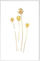 JUNIQE - Poster met kunststof lijst Palm Silhouettes gouden -20x30
