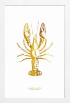 JUNIQE - Poster met houten lijst American Lobster gouden -40x60 /Goud