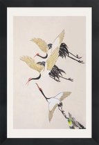JUNIQE - Poster in houten lijst Vliegende kraanvogels -20x30 /Grijs &