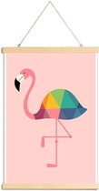 JUNIQE - Posterhanger Regenboog Flamingo -40x60 /Roze