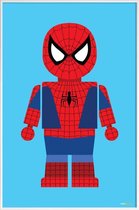 JUNIQE - Poster in kunststof lijst Spider-man Speelgoed -60x90 /Blauw