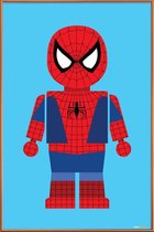 JUNIQE - Poster met kunststof lijst Spider-man Speelgoed -60x90 /Blauw