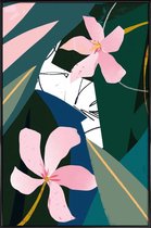 JUNIQE - Poster in kunststof lijst Oleander illustratie -20x30 /Groen