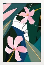 JUNIQE - Poster in houten lijst Oleander illustratie -40x60 /Groen &