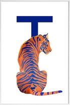 JUNIQE - Poster in kunststof lijst T Tiger -20x30 /Blauw & Oranje
