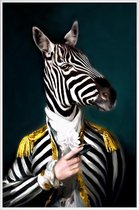 JUNIQE - Poster in kunststof lijst Mister Stripe - Aristocratic Zebra