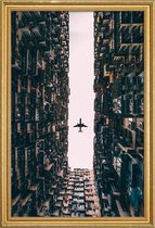 JUNIQE - Poster met houten lijst Vliegtuig foto -60x90 /Bruin