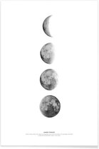 JUNIQE - Poster Fasen van de maan -13x18 /Wit & Zwart