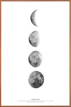 JUNIQE - Poster met kunststof lijst Fasen van de maan -13x18 /Wit &