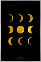 JUNIQE - Poster met kunststof lijst Lunar Phases gouden -30x45