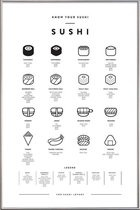 JUNIQE - Poster met kunststof lijst Sushi infographic -60x90 /Wit &