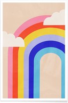 JUNIQE - Poster Regenboog en wolken -60x90 /Kleurrijk