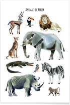 JUNIQE - Poster Animals of Africa -13x18 /Bruin & Grijs