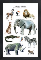 JUNIQE - Poster in houten lijst Animals of Africa -20x30 /Bruin &