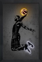 JUNIQE - Poster in houten lijst Lebron James -30x45 /Zwart