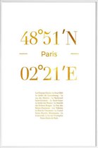 JUNIQE - Poster met kunststof lijst Paris gouden -13x18 /Goud & Wit