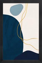 JUNIQE - Poster met houten lijst Mindfulness gouden -13x18 /Blauw &