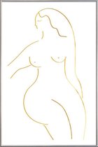 JUNIQE - Poster met kunststof lijst Gold Form II -20x30 /Goud & Wit