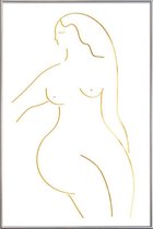 JUNIQE - Poster met kunststof lijst Gold Form II -13x18 /Goud & Wit