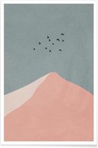 JUNIQE - Poster Peak -13x18 /Roze & Turkoois