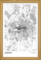 JUNIQE - Poster met houten lijst London kaart -40x60 /Wit & Zwart