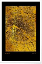 JUNIQE - Poster Paris kaart gouden -40x60 /Goud & Zwart