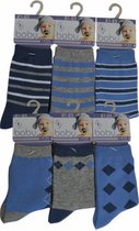 Baby sokjes blauw en grijs - maat 24/27 - 12 paar - 90% KATOEN - Zonder naad aan de teen