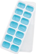 ICECOLD IJsblokjesvorm blauw | Silicone IJsblokjesvorm met deksel | 14 ijsblokjes vierkant | met silicone uitdruk onderkant