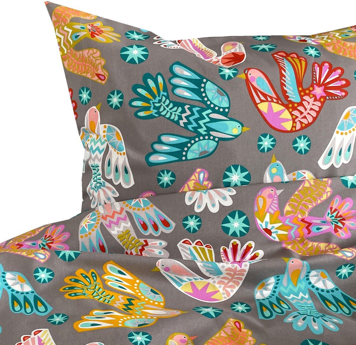 BINK Bedding Dekbedovertrek Suus Grijs 1-persoons 140 x 200/220 cm (+1 kussensloop 60 x 70 cm)