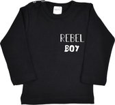 R Rebels | Katoenen Baby Shirt | Rebel Boy | Zwart | Maat 62/68