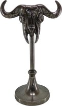 Deco4yourhome® - Skull op voet - Schedel - Ram - Old Metal - Shiva - Zilver