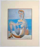Poster in dubbel passe-partout - Pablo Picasso - Baigneuse assise au bordde la mer - 50 x 60 cm
