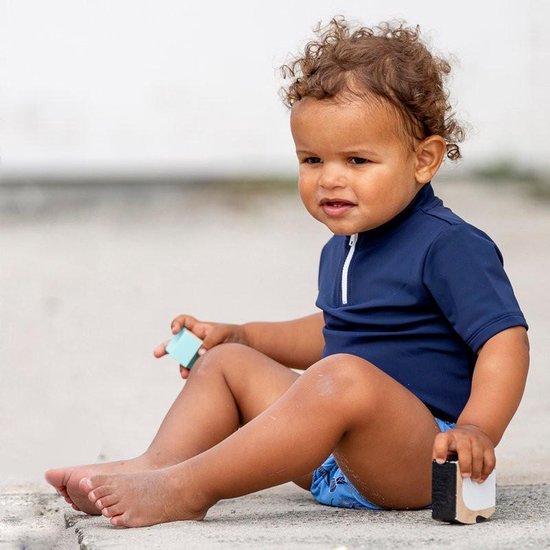 Petit Crabe Uv Shirt Jongen UV Shirt Blue Met Korte Rits Bol