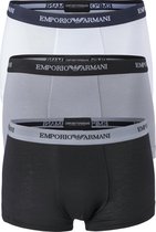 Emporio Armani Trunks Essential Core (3-pack) - heren boxers kort - wit - zwart en grijs -  Maat: XL
