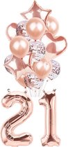 21 jaar ballonnen - Rose - Set van 16