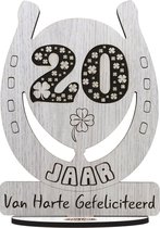 20 jaar -  houten verjaardagskaart - wenskaart om iemand te feliciteren met een verjaardag - 17.5 x 25 cm