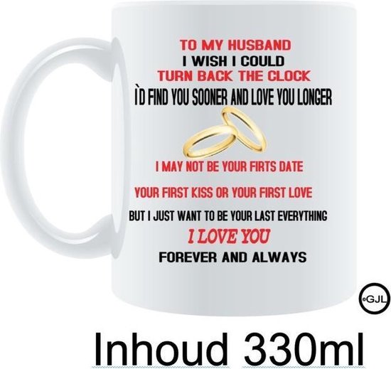 Texte de tasse imprimé à mon mari - mari - Partner - anniversaire - mariage  - jour de... | bol.com