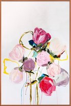 JUNIQE - Poster met kunststof lijst Bloom 0709 -20x30 /Grijs & Rood