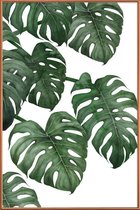 JUNIQE - Poster met kunststof lijst Monstera plant -13x18 /Groen & Wit