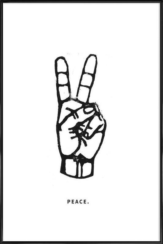 JUNIQE - Poster in kunststof lijst Peace -20x30 /Wit & Zwart