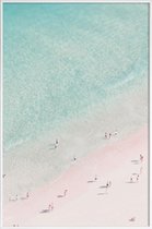 JUNIQE - Poster in kunststof lijst Beach Love -20x30 /Ivoor & Turkoois