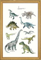 JUNIQE - Poster met houten lijst Dinosaurussen illustratie -20x30