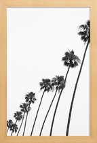 JUNIQE - Poster met houten lijst Cali Palms -13x18 /Grijs & Wit