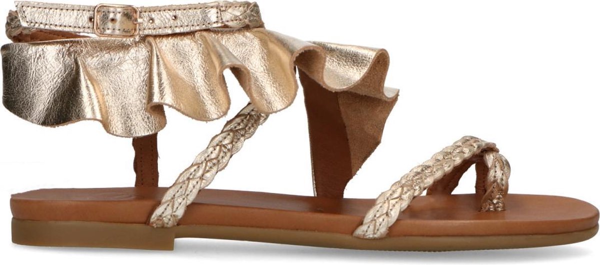 Woestijn Handig Op de kop van Mrs Keizer by Manfield - Dames - Goudkleurige leren sandalen met ruffles -  Maat 40 | bol.com