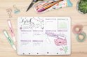 Bullet journal kalender en planner, met STABILO swing cool pastel markeerstiften en een bloem.